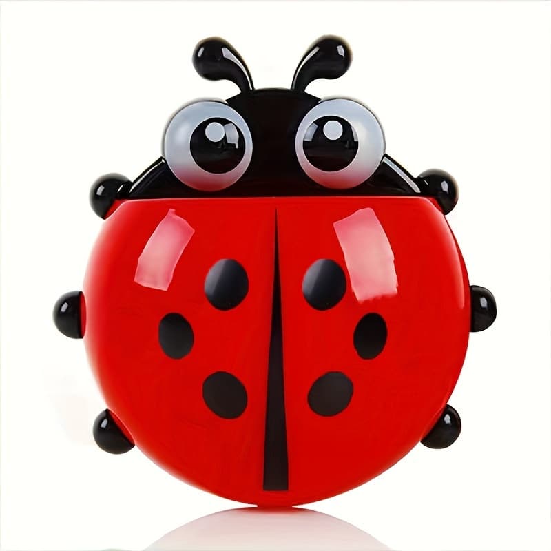 TEMU 1pc No-drill -star Ladybug Toothbrush Holder Cartoon Wall-suction Cute Suction Cup Creative Toothbrush Rack Drain Rack