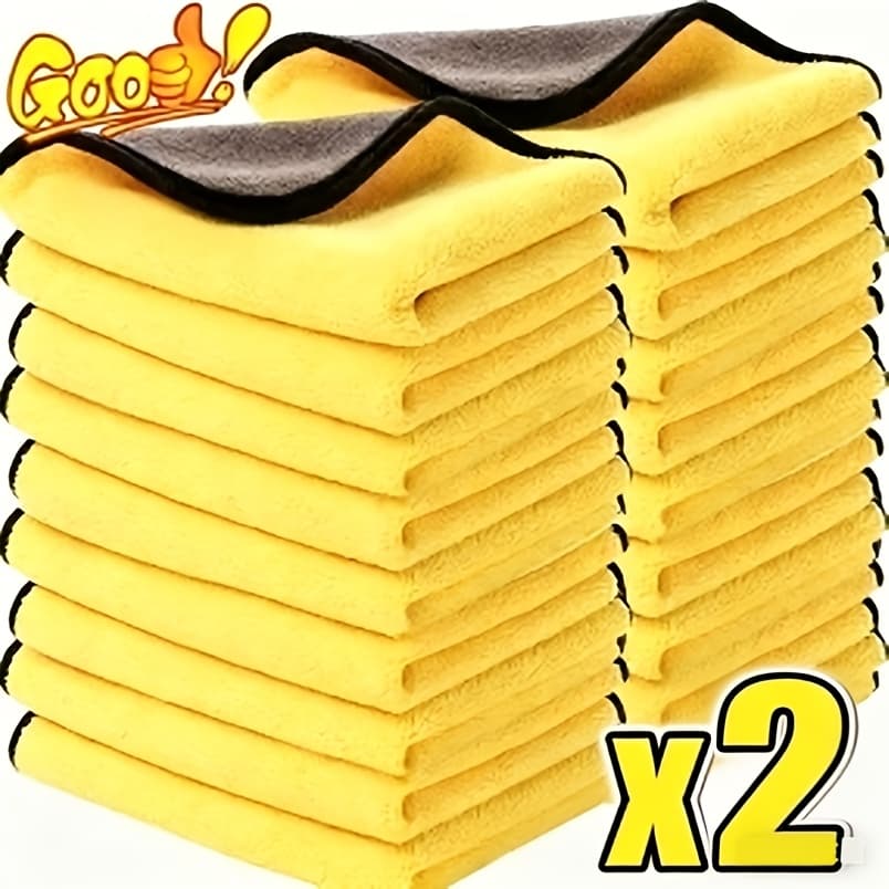 TEMU 5pcs/2pcs Super Absorbent Double-sided Cleaning Cloths - High-strength Quick-dry, Ultra-absorbent, & Scratch-free, For Cars, Glass, Home, Kitchen, Bathroom - Reusable Microfiber Cloths In