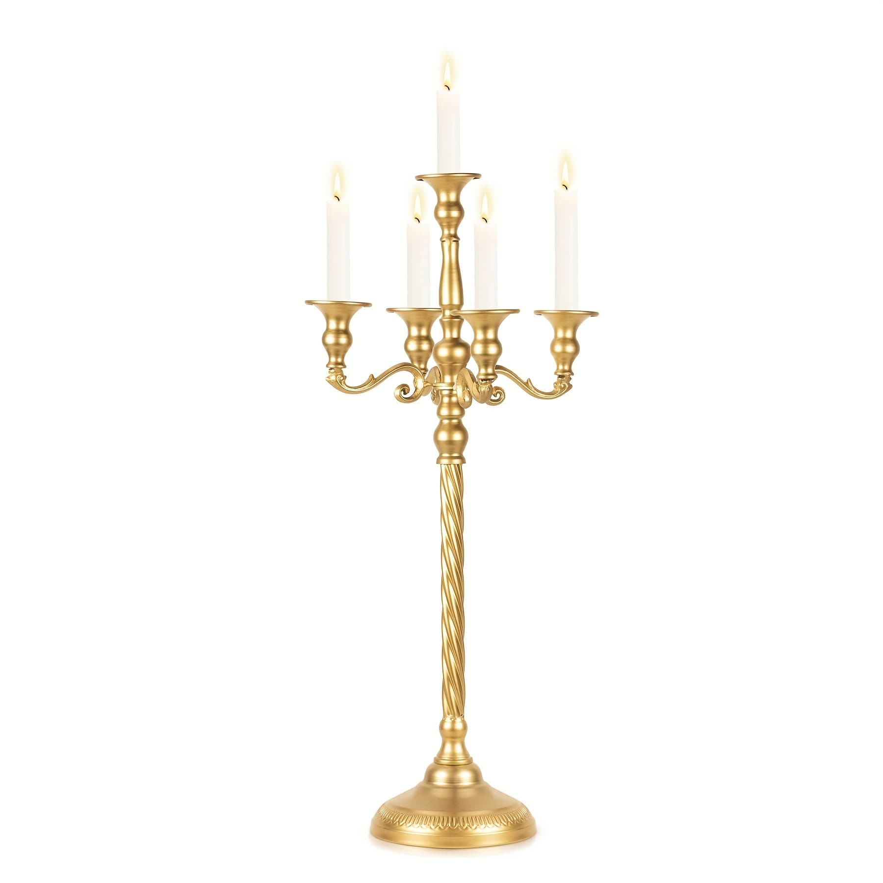 TEMU 1pc Tall 5 Arm Candelabra Centerpiece For Table, Metal Candelabra Candle Holder, Retro Candelabra Table Centerpieces For Party, Events, Home, Wedding Decor, Halloween Decorations