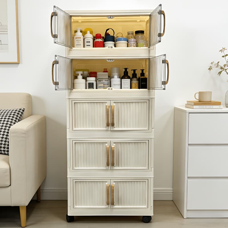 TEMU Large-capacity 5-tier Foldable Storage Organizer, Multi-functional Shoe Cabinet, Space-saving Shelf, Suitable For Home Entrance Hall And Living Room