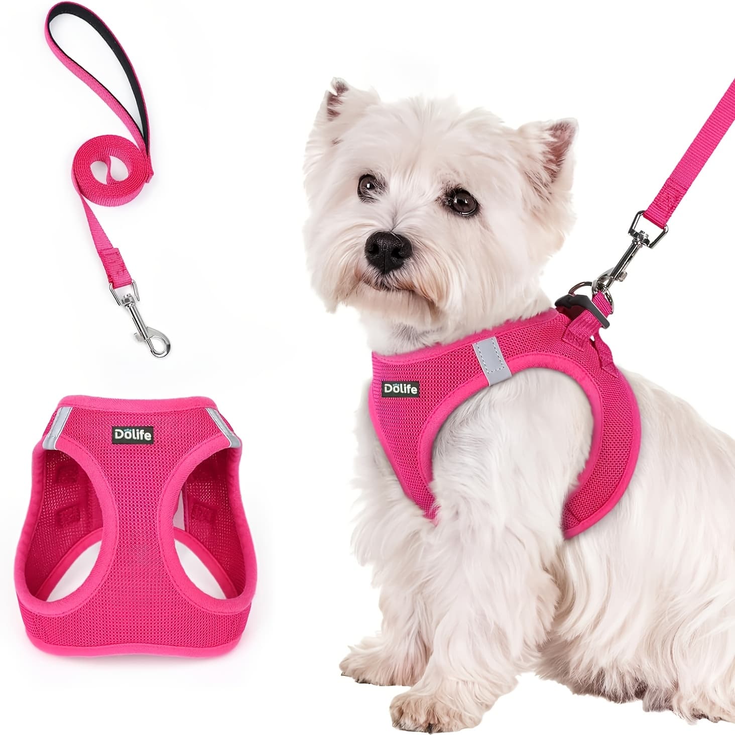 TEMU Dog Harness And Leash Set, Breathable Mesh, Reflective, Soft And Lightweight Pet Vest, Suitable For Small Dogs, Puppies, Without Battery
