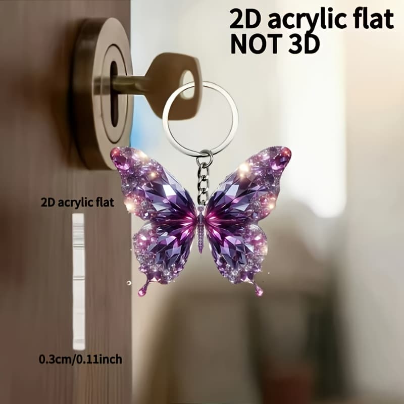 TEMU 2d Flat Purple Keychain | Pink And Green Gradient, Lightweight Acrylic, Perfect Gift For Women On Birthdays, Valentine's Day, Or Anniversaries, Suitable For Bags, Cars, And Home Decoration
