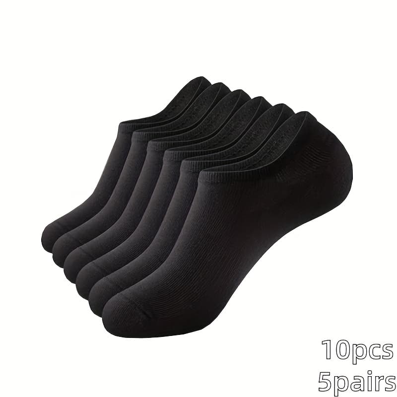 TEMU Random 10pcs (5 Pairs) Unisex Short Sports Socks, , Suitable For Shoes, Breathable And Sweat-absorbent