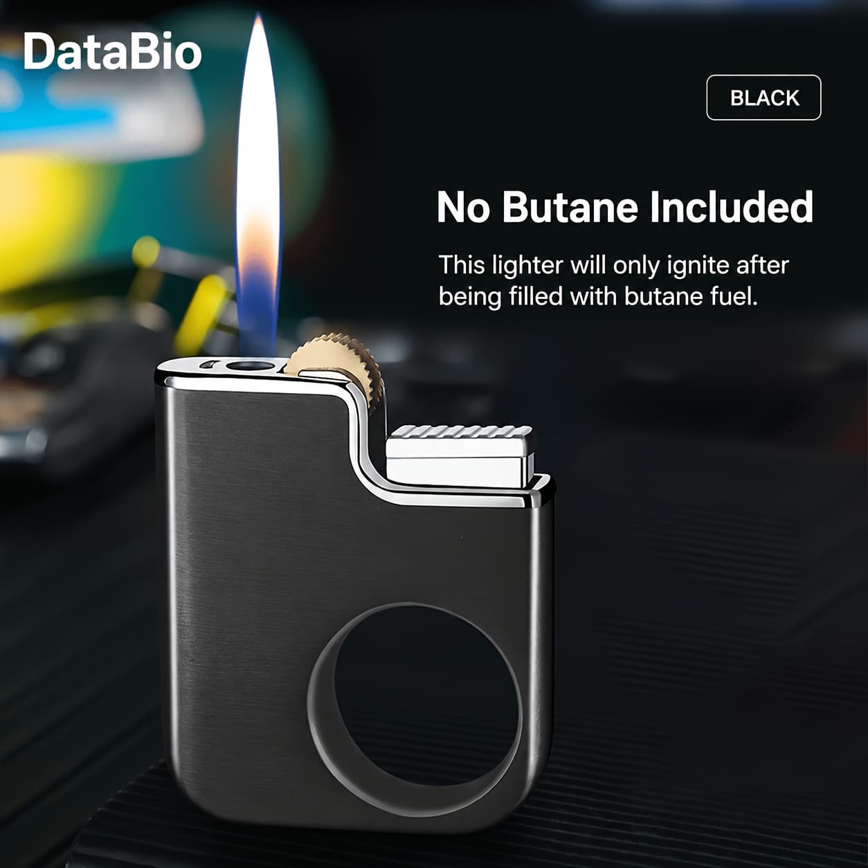 TEMU (no Butane)metal Portable Sanding Wheel Lighter, Vintage , Finger Ring Creative Lighter, Flame Lighter, Windproof Lighter, Unique Gift For Men, Christmas Gift(no Butane)