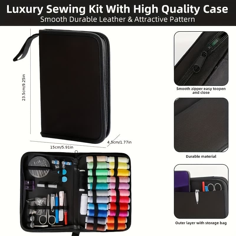 TEMU Portable Mini Sewing Set - Mixed Color Canvas Bag, Including For , Travel And Daily Maintenance - Ideal Gift For Enthusiasts, Students And Grandmothers