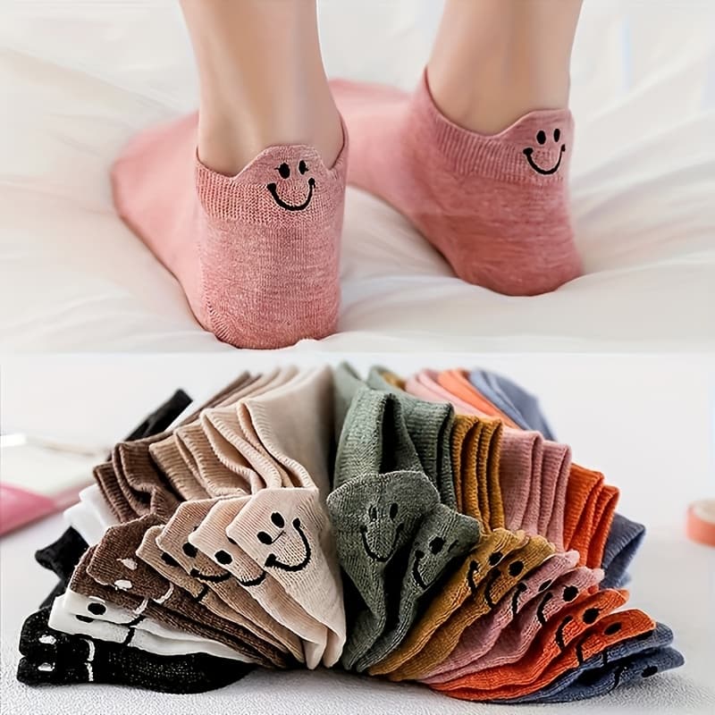 TEMU 10 Pairs Of Short Tube Shallow Mouth Heel Pattern, Sweat Absorbing, Breathable, Invisible, Soft, Comfortable, Versatile Boat Socks, Spring And Summer Fashionable Low Top Women's Socks