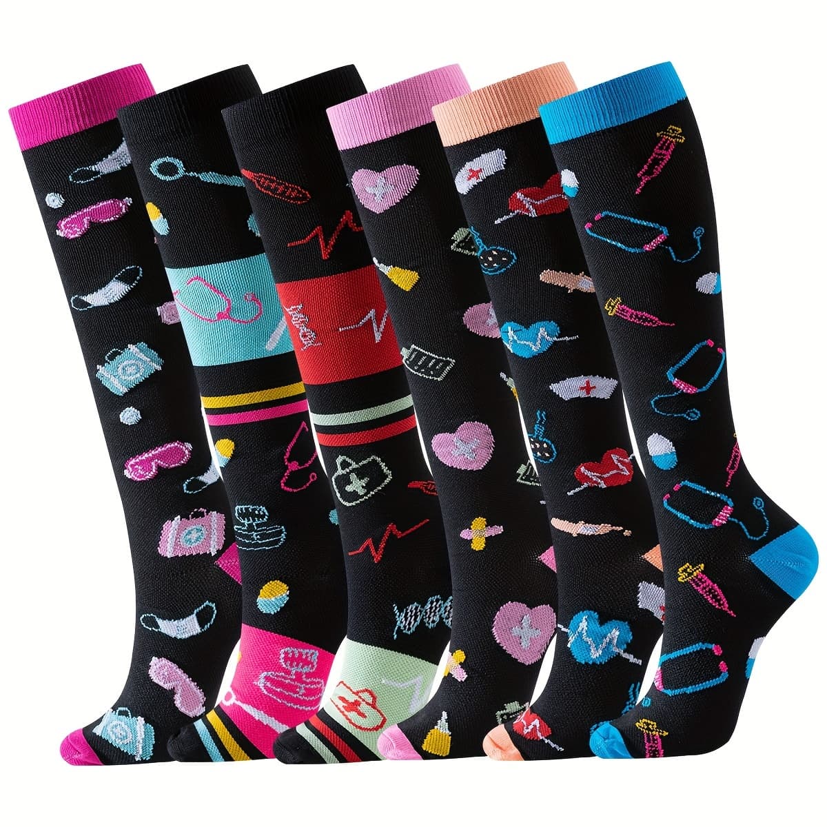 TEMU 6 Pairs 2024 New Unisex Knee High Athletic Socks Stockings Over The Knee For Women Men Long Socks Running Sport Gym