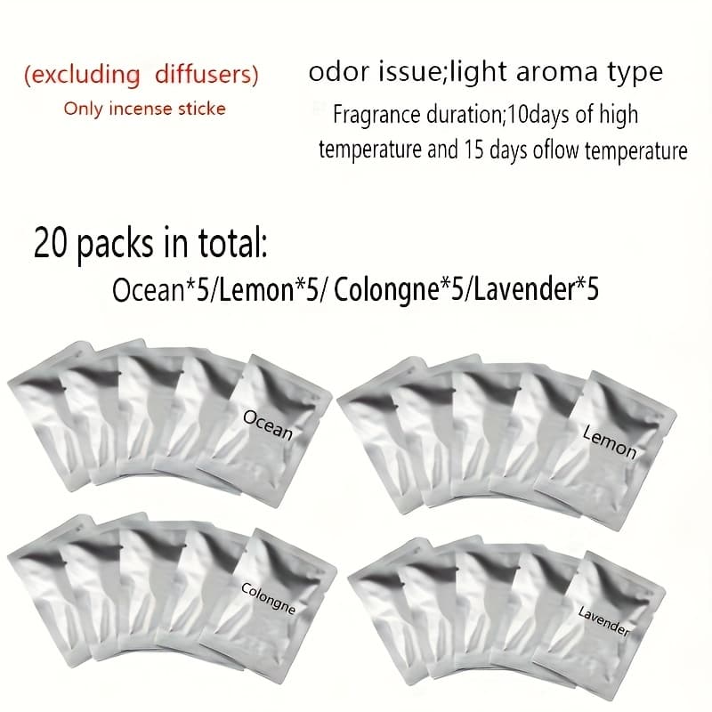 TEMU 20pcs Aromatherapy Tablets Refills - Premium Scent, 4 Different Fragrances Long-lasting Fragrance For In-car Ambiance - Compatible With Car Aromatherapy Diffuser Clip