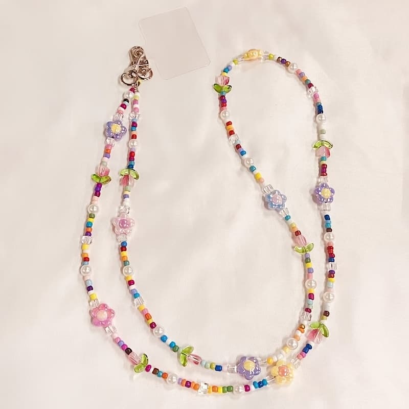 TEMU New Phone Lanyard, Dopamine Girly Long Colorful Phone Pouch Charm With Pearl Chain, Detachable Crossbody Shoulder Strap Bag