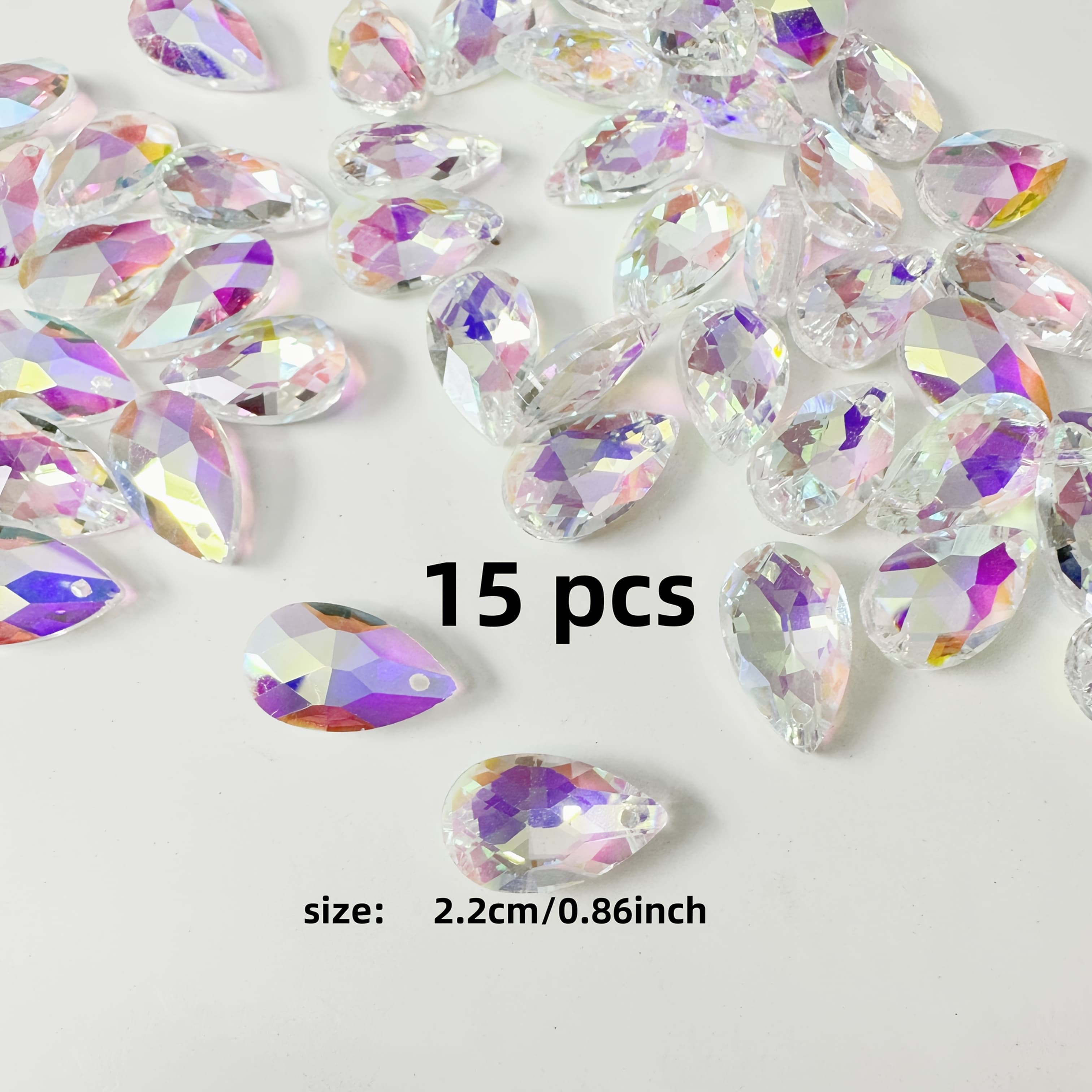 TEMU 22-28mm 15-20pcs Prism Water Drop Ab Colored Glass Pendant, , Suitable For Christmas Tree, Wedding, Party And Home Decoration, Hanging Ornament Chain Ornament, Pendant