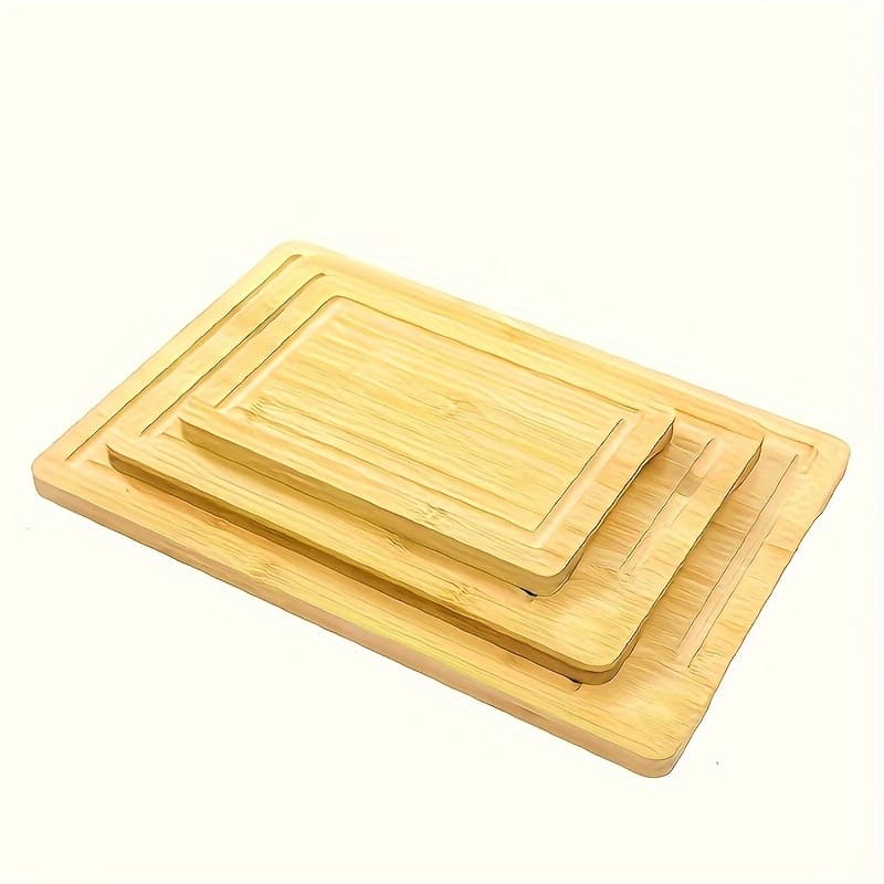 TEMU Bamboo Wood Cutting Board - Deep Juice , Ergonomic, Heavy Duty, Easy To Clean, Non-slip, And Resistant To Crack - Perfect For Kitchen, Restaurant, And Outdoor Use, Father's Day Gift