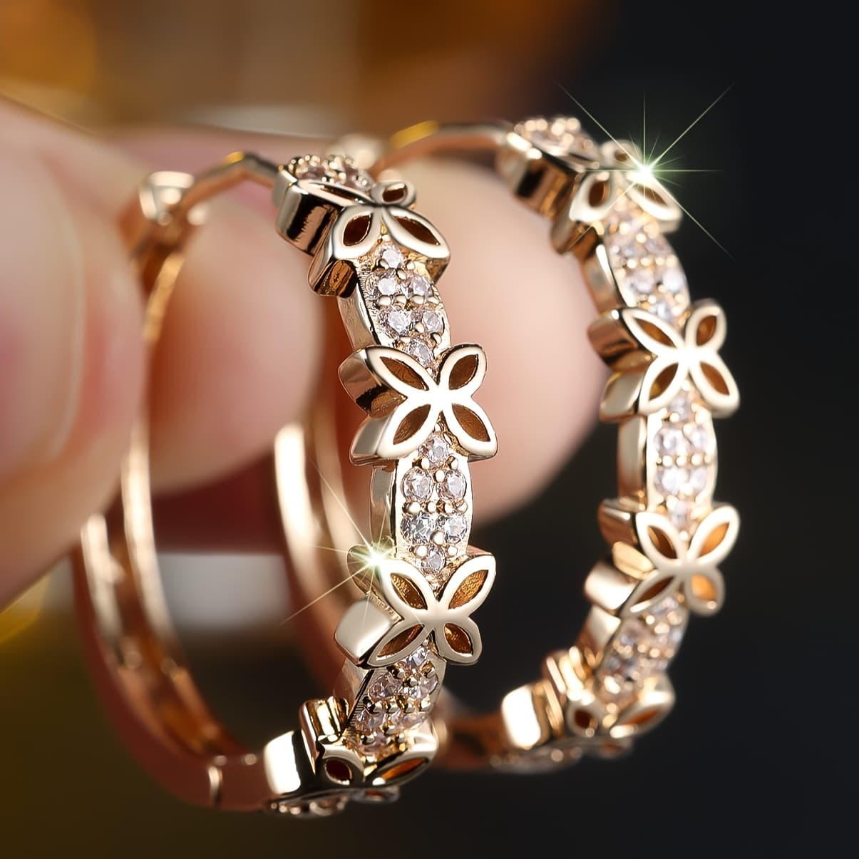 TEMU A Pair Of Minimalist Hollowed-out Women's Earrings With Embedded Synthetic Synthetic Zirconia, Comfortable For Daily Wear, Featuring A And Exquisitely Designed Style
