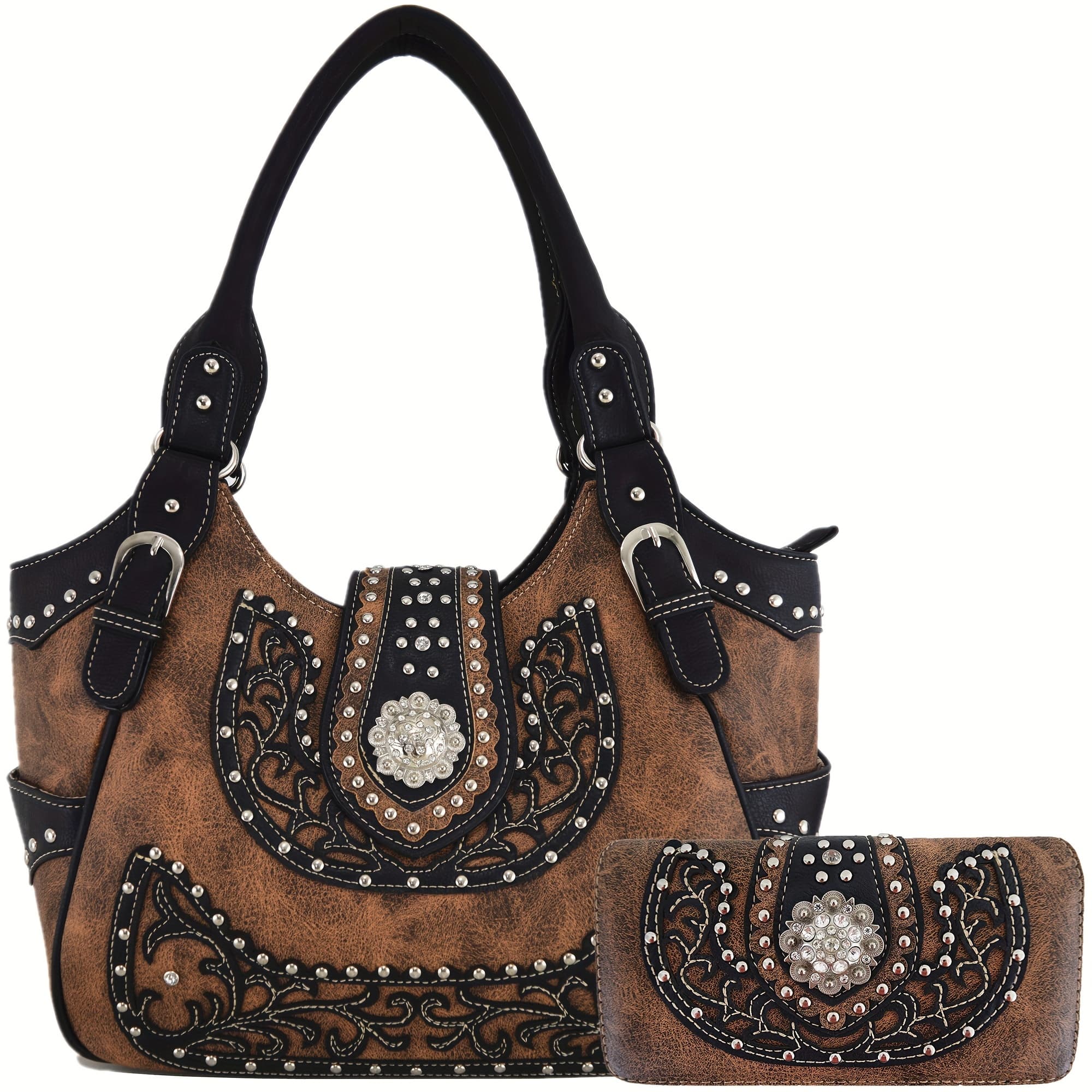 TEMU Western Conceal Carry Purses Crossbody Handbags Wallet Set Brown Christmas Gifts