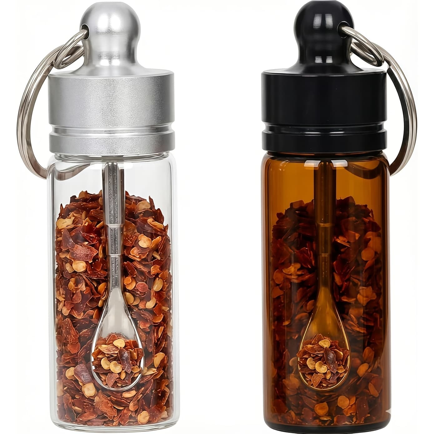 TEMU Set Of 2 And Pepper Shakers, Perfect For Camping - Portable Travel Spice Containers With Integrated Spoons - Moisture-proof Seasoning Jars Suitable For Outdoor Picnics, Hiking, And Lunch Boxes