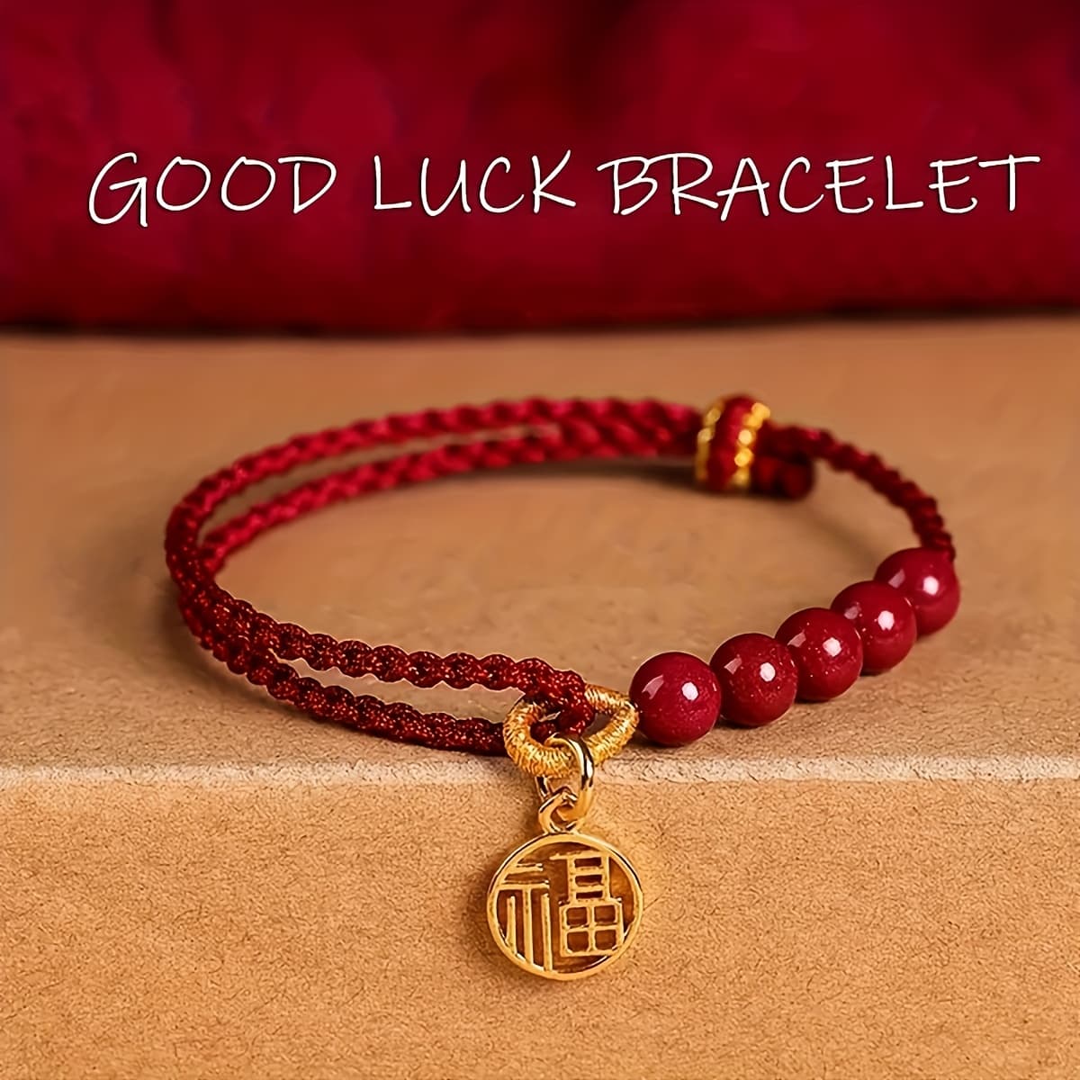 TEMU 1pc Red Braided Bracelet With Pendant Casual For Women Men Fashion Jewerly Perfect Gift