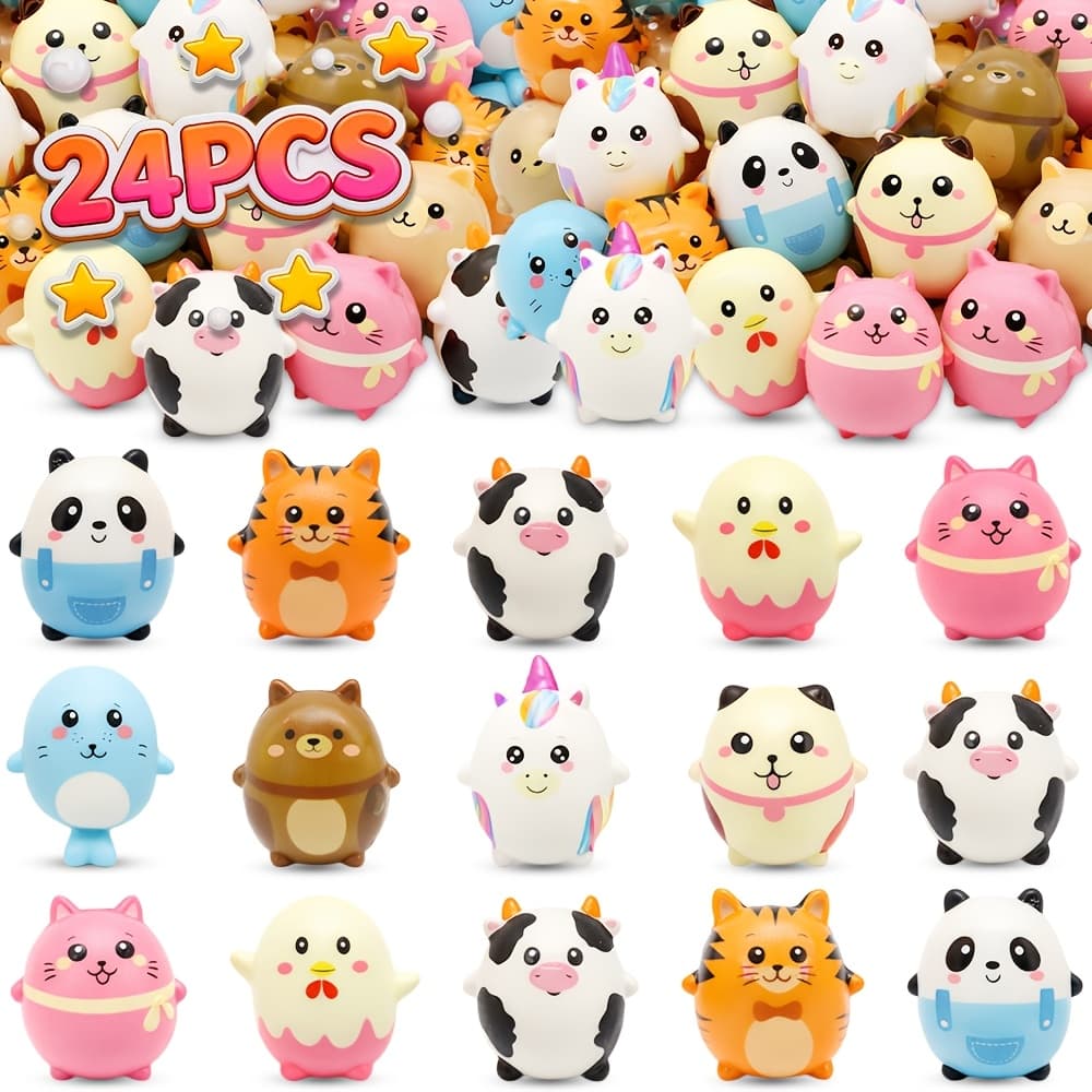 TEMU Set Of 24 Slow Rising Toys | 12 Cute Cartoon Designs | Great For Party Favors, Valentine's Gifts, Birthday Surprises & Easter Goodies | Classroom Rewards