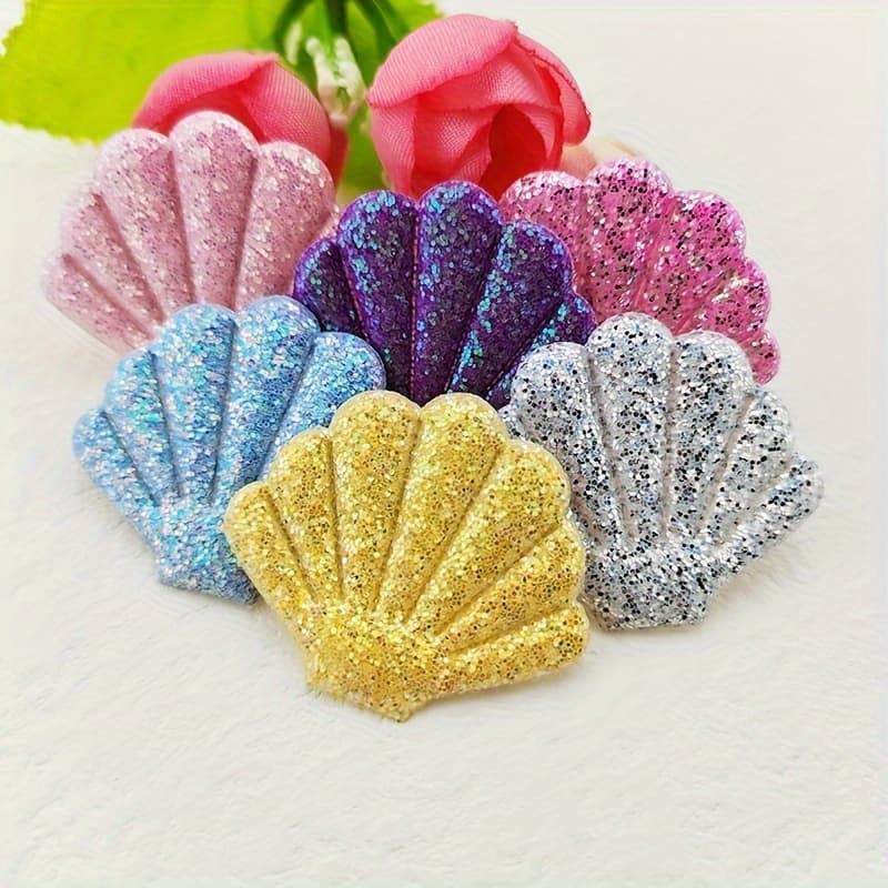 TEMU . 60pcs 3.5*3cm Glittery Clothing And Hat Sewing Supplies Diy Hair Accessories Hair Clips Bow Decorative Patches