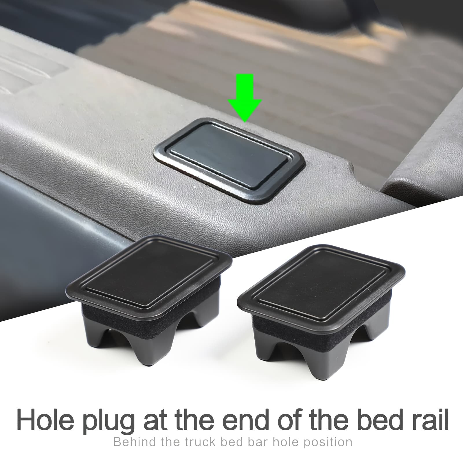 TEMU Sh 2pcs Set, Black, Suitable For Bed Rail Post Covers, For 1500 2500 Rear Hole Covers, 2019 2020 2021 2022 2023 2024 2025 2026 For Accessories, Rear Decorative Covers