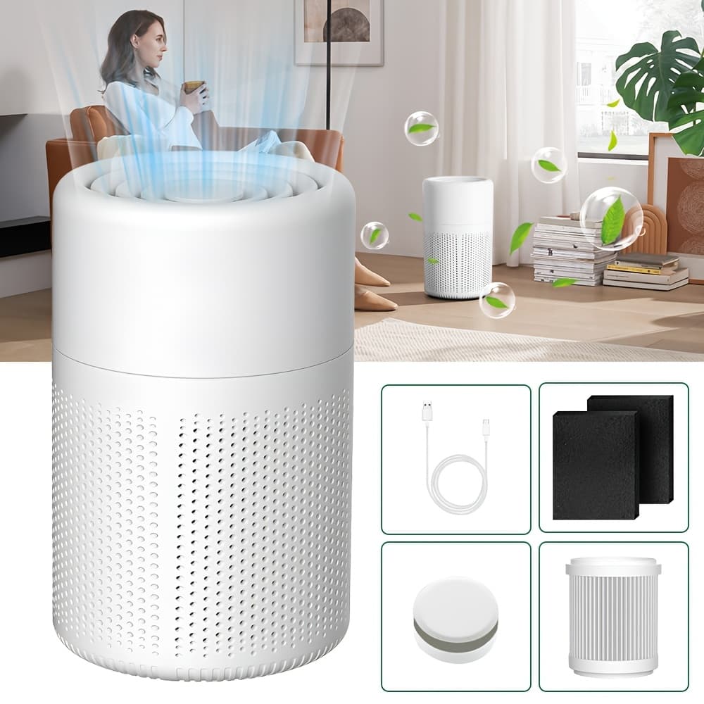 TEMU Hepa 3-in-1 , With Air Quality Sensor To Effectively Remove Pet Odors, Allergens, Dust And Smoke, , Suitable For Bedrooms, Offices And Living Rooms, Compact , Pet Friendly Purifier