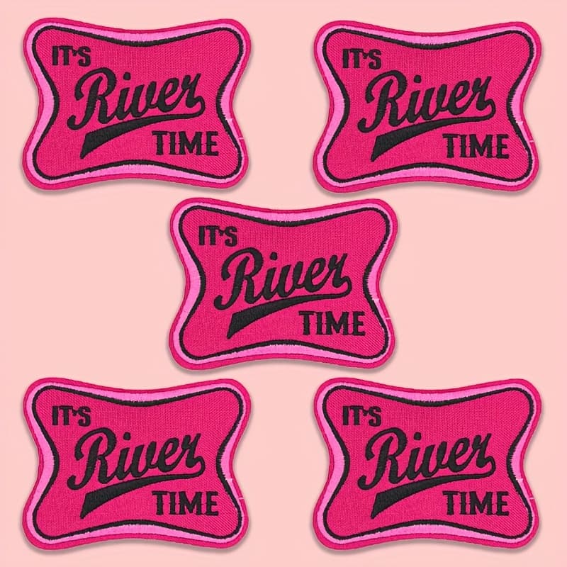 TEMU 5pcs Set Of Lettering Embroidered " " Patch Stickers, For Hand Sewing Or Ironing Use, Suitable For Clothes, Hats, Bags And Diy Making