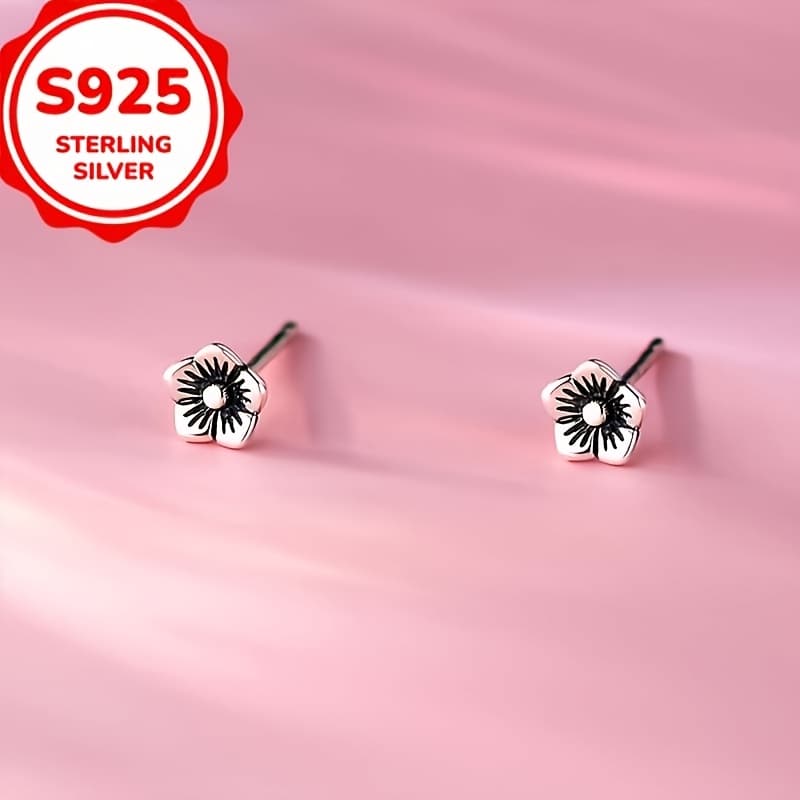 TEMU 925 Earrings Women's Mini Compact Easy Temperament Sweet Small Sense Earrings Ear Piercing Additions