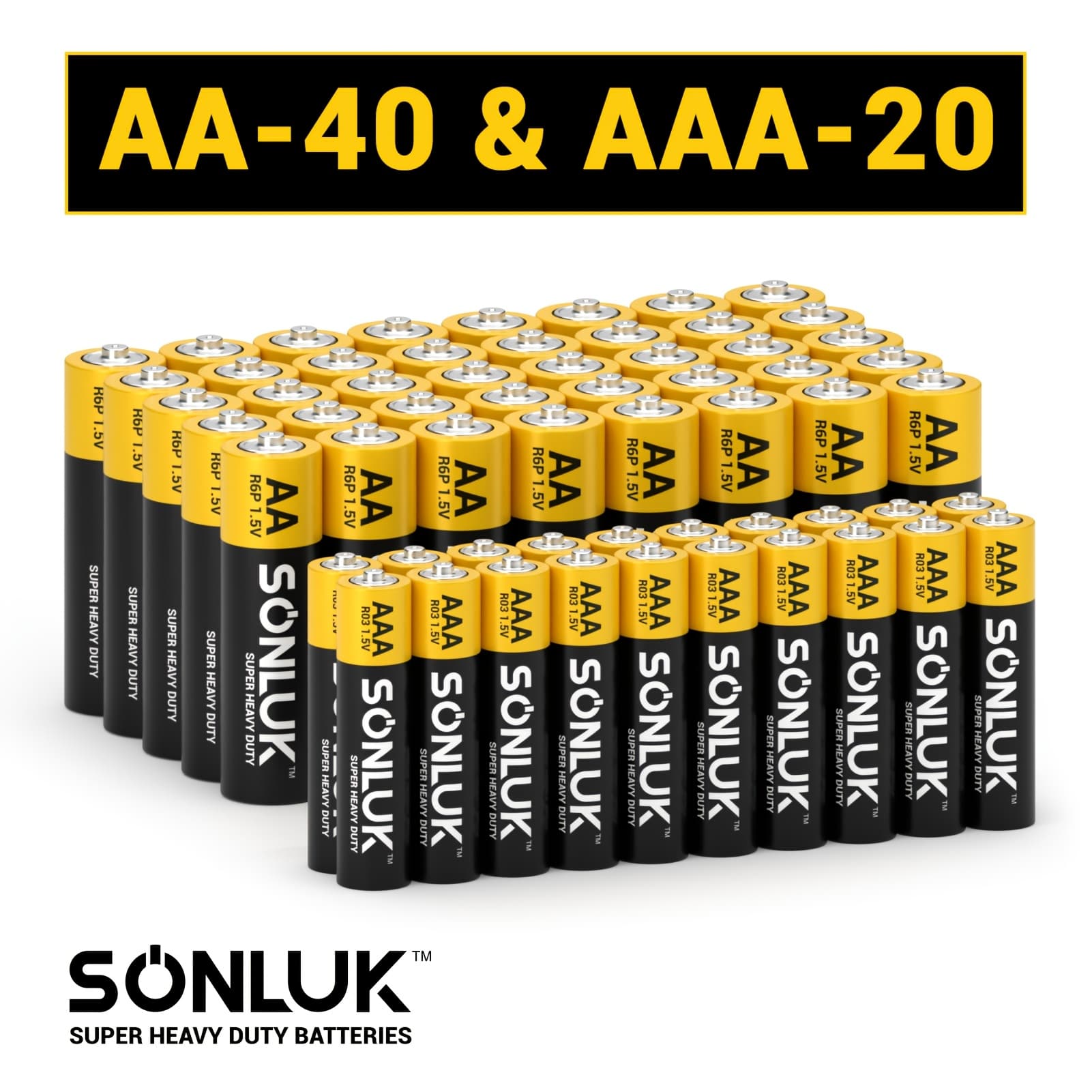 TEMU Combo Of 40 Aa Batteries And 20 Aaa Batteries (total 60), 1.5v Heavy Duty Carbon -performance Batteries, Free From Mercury, Cadmium, And Lead, Ideal For Remote Controls, Toys, And More