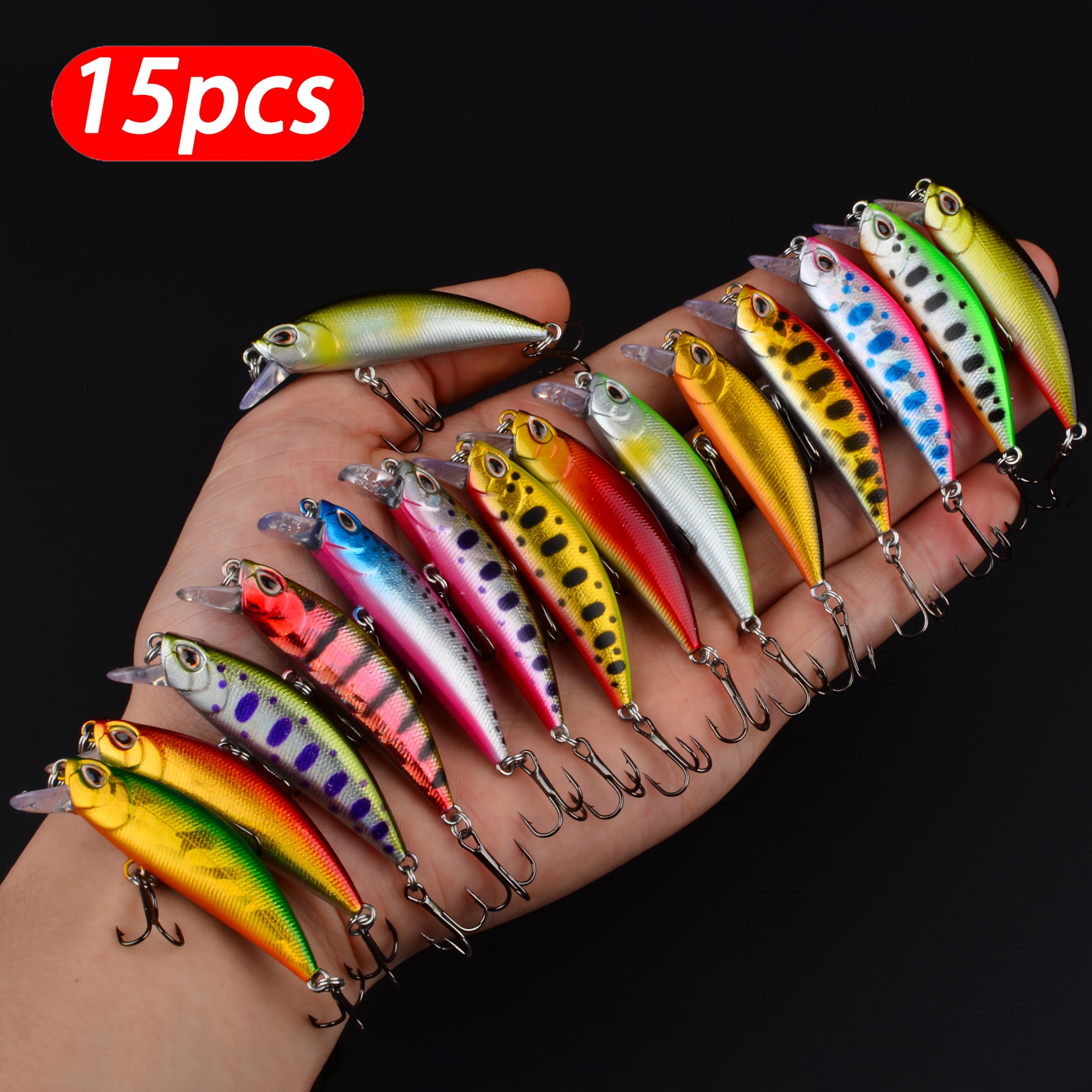 TEMU 15pcs Hot Model Sinking Minnow Fishing Lures Jerkbait Pike Carkbait Swimbait Professional Hard Bait