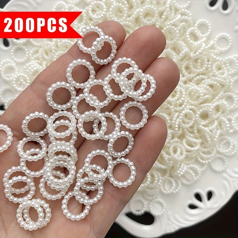 TEMU 200pcs/12mm Pearlescent Effect Hollow Circle Rings Phone Chain Car Ornament Bead Additions