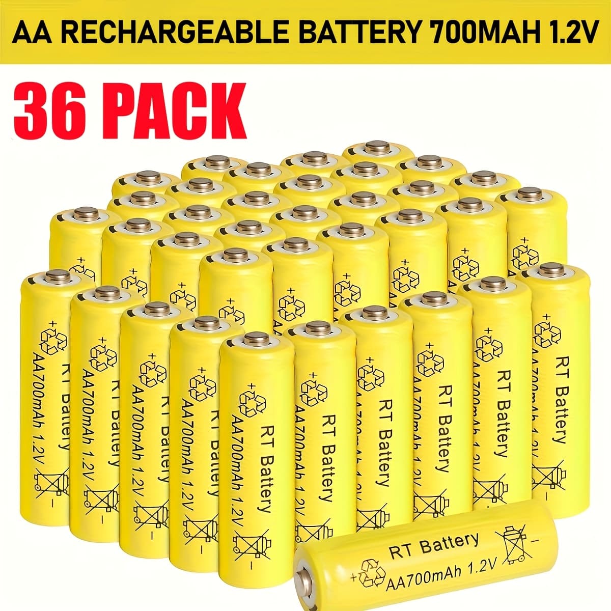 TEMU 36pcs Ni-mh Aa 700mah Rechargeable Battery 1.2v Batteries Cell For Garden Solar Lights, Household Gadgets, Clocks, Garden Landscaping Outdoor Solar Lights String Lights