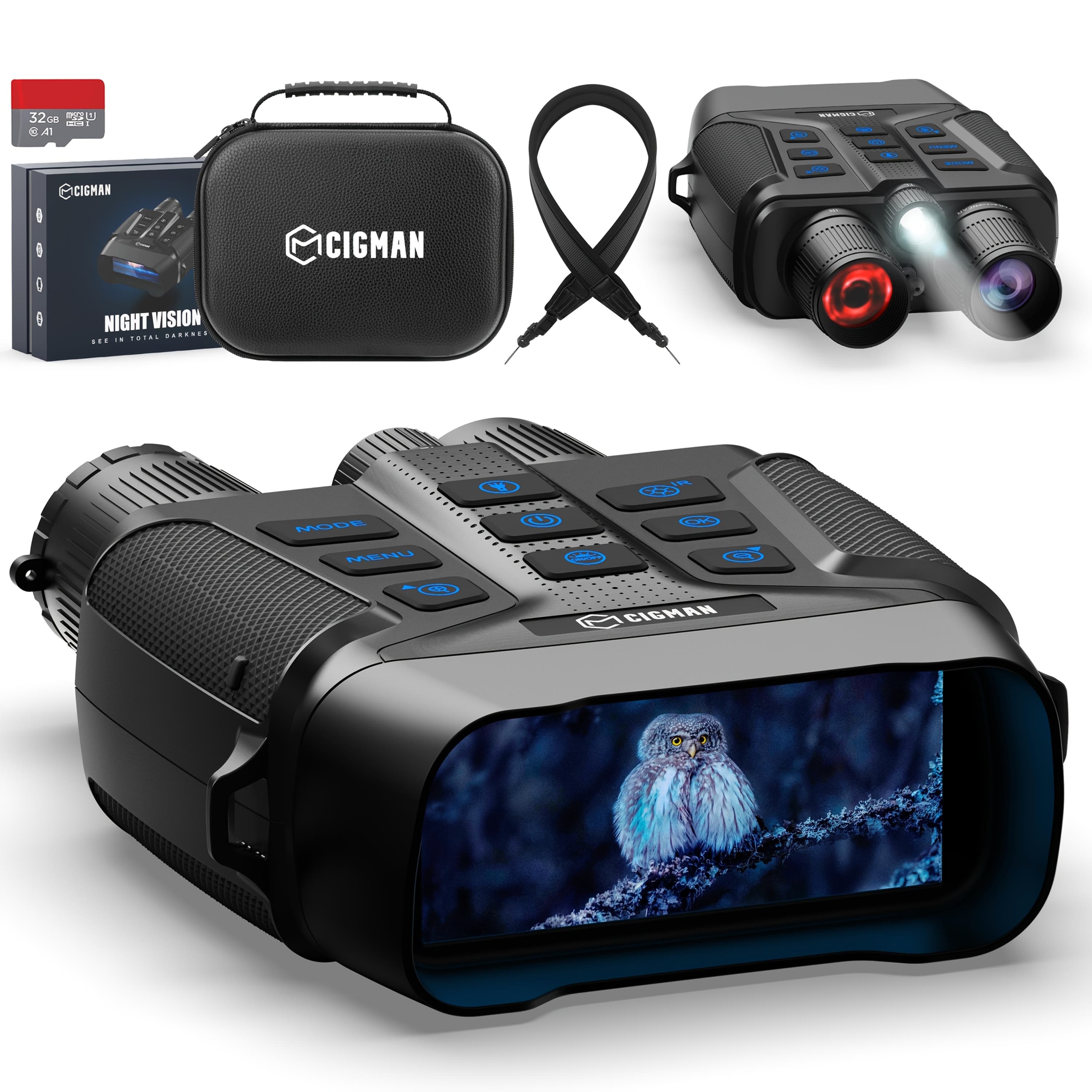 TEMU 4k , Binoculars With 3.99" Large Screen, 5000mah Battery, F/1.0 Large Aperture, Compass, 32gb Card, Flashlight, 5x Zoom, Hunting, Camping, Birthday Gift