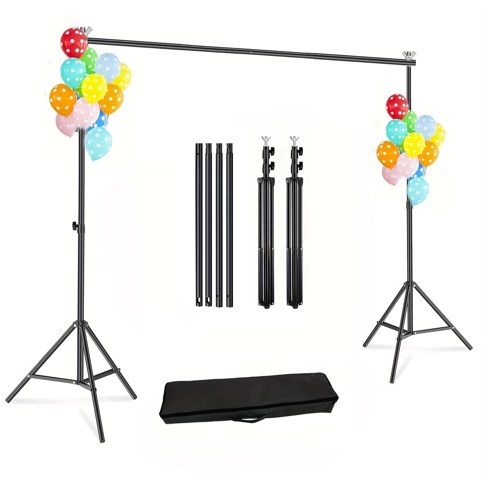 TEMU Backdrop Stand 10x7ft (wxh) Photo Studio Adjustable Metal Background Stand, Balloon Arch Support Kit With 4 Crossbars, 4 Backdrop Clamps, Parties Decoration