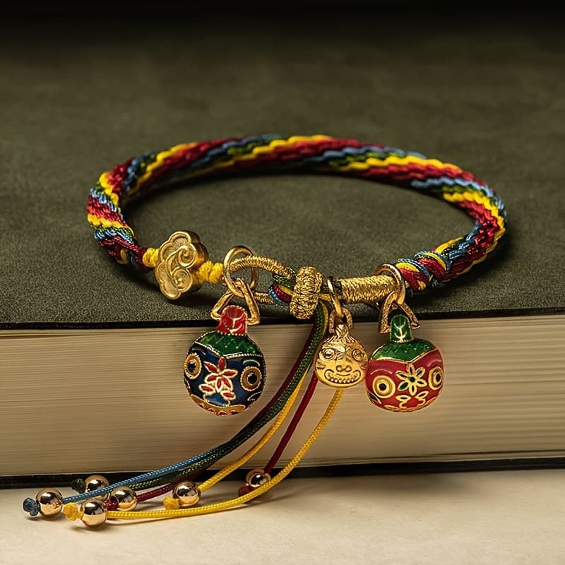 TEMU Festive Handmade Colorful Braided Rope Bracelet Featuring Vibrant Bead Charms - The Perfect Vintage - Style Gift For Her And Accessory For Any Event