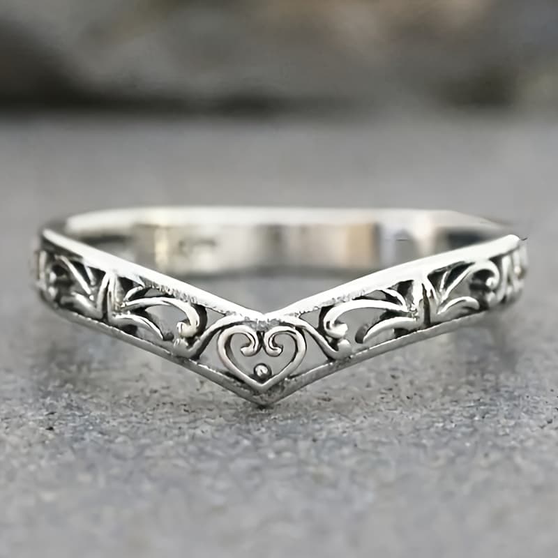 TEMU Hand-engraved Hollow Flower Ring For Women, Wear, Parties, Holidays, Or As An Anniversary Present