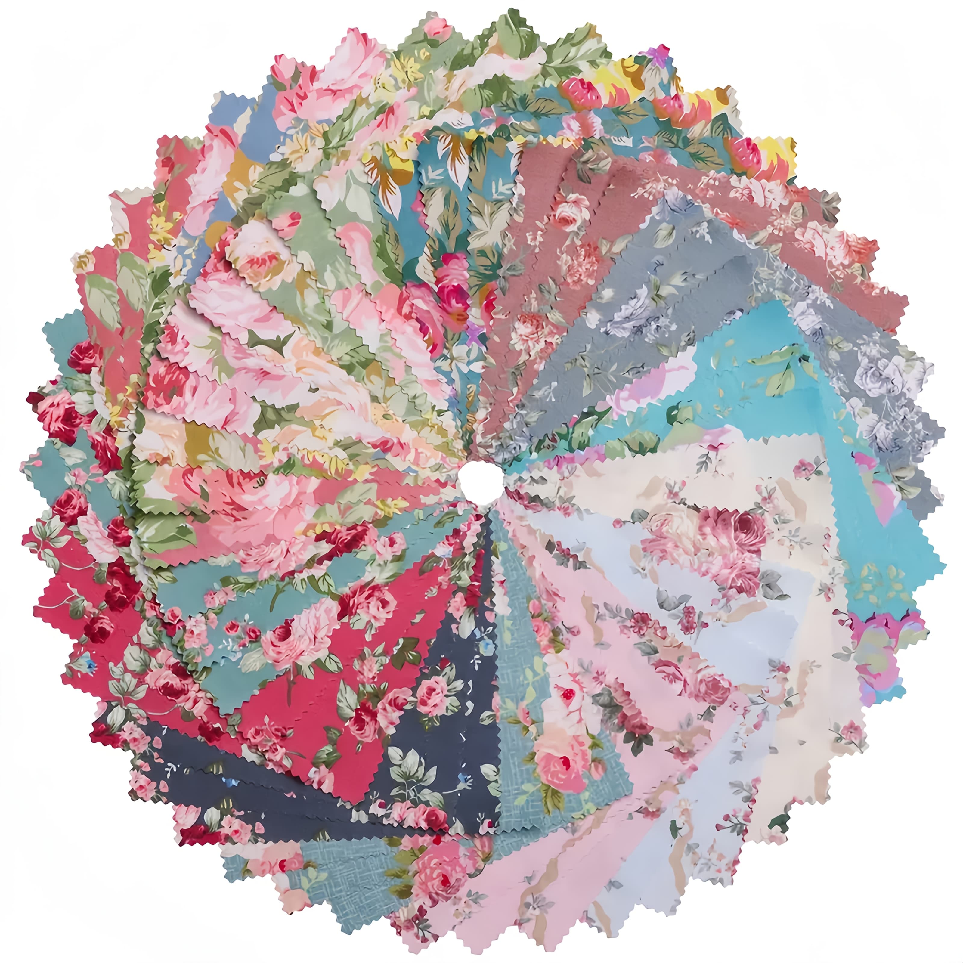 TEMU 42pcs 12.7cm X 12.7cm Checkerboard And Vintage Floral Craft Fabric Squares / 12.7x12.7cm - Loose Accessory Material Fabric Squares - For Quilting, Diy Crafts, Home Decor, And Sewing