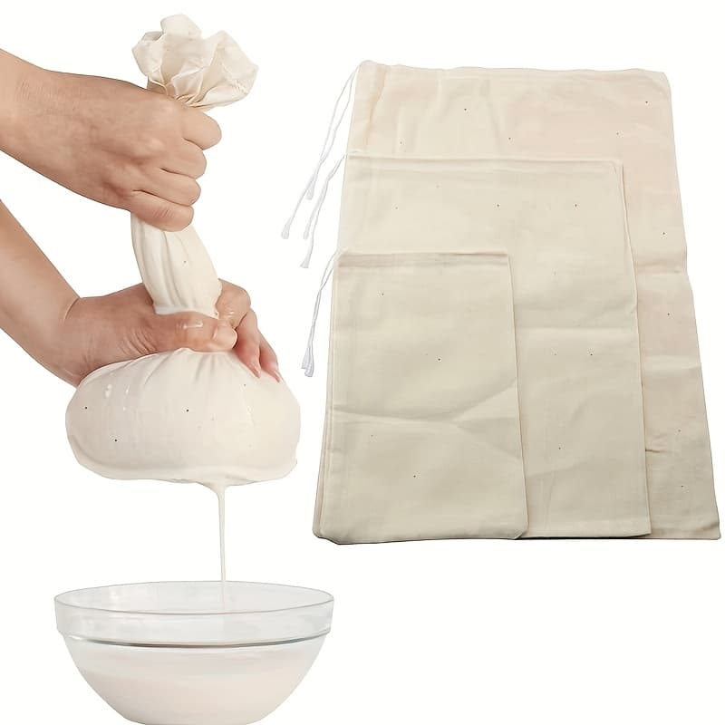 TEMU 3pcs Reusable Fabric Cheese Cloth, Muslin For Straining, Cooking, Baking, Juicing - Kitchen Essentials, Cheese Making Supplies