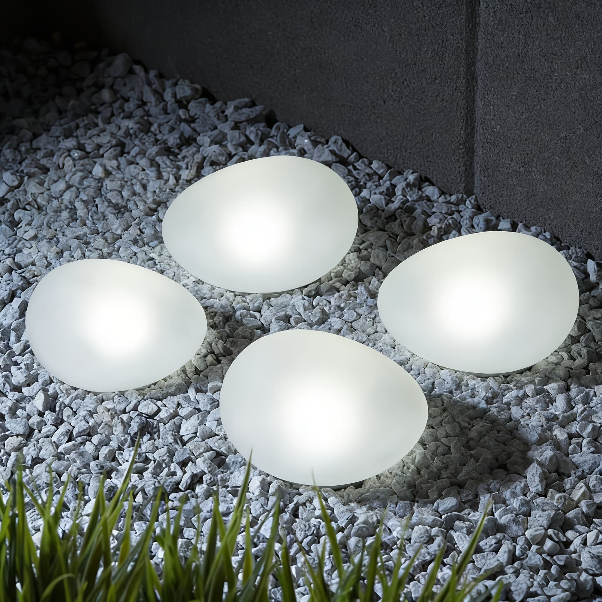 TEMU 4pcs Solar Garden Light, Outdoor Glowing Landscape Lamp, Pebble-shaped Decorative Light, Suitable For Lawns//, Garden Accent, Solar , Courtyard Ground Light