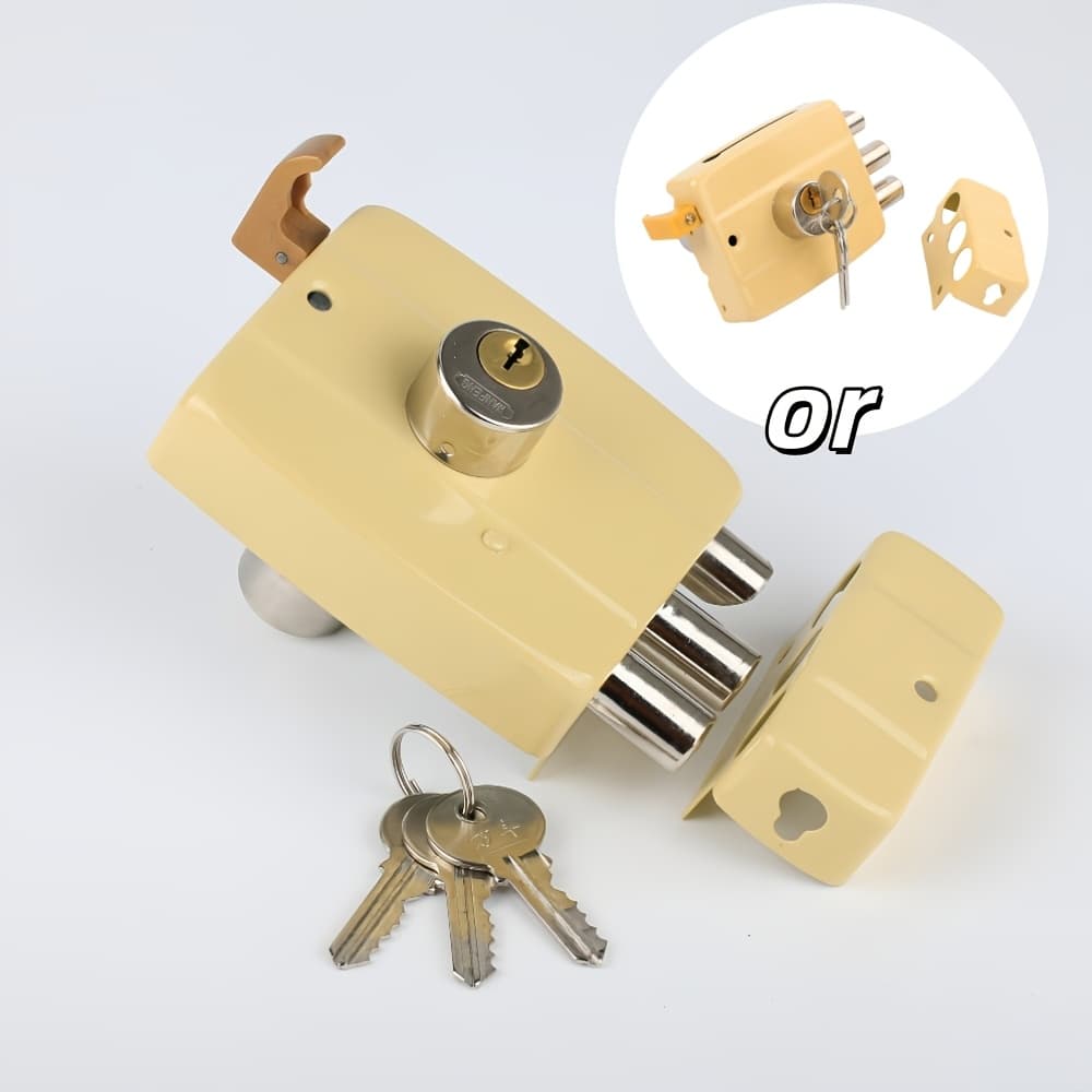 TEMU 1 Set Of Yellow Anti-theft Door Lock-with Key | Indoor And Outdoor, Special For Warehouse, Garage, Front Door, Lock Body Reinforced Safety Rod, Christmas Gift, Decoration