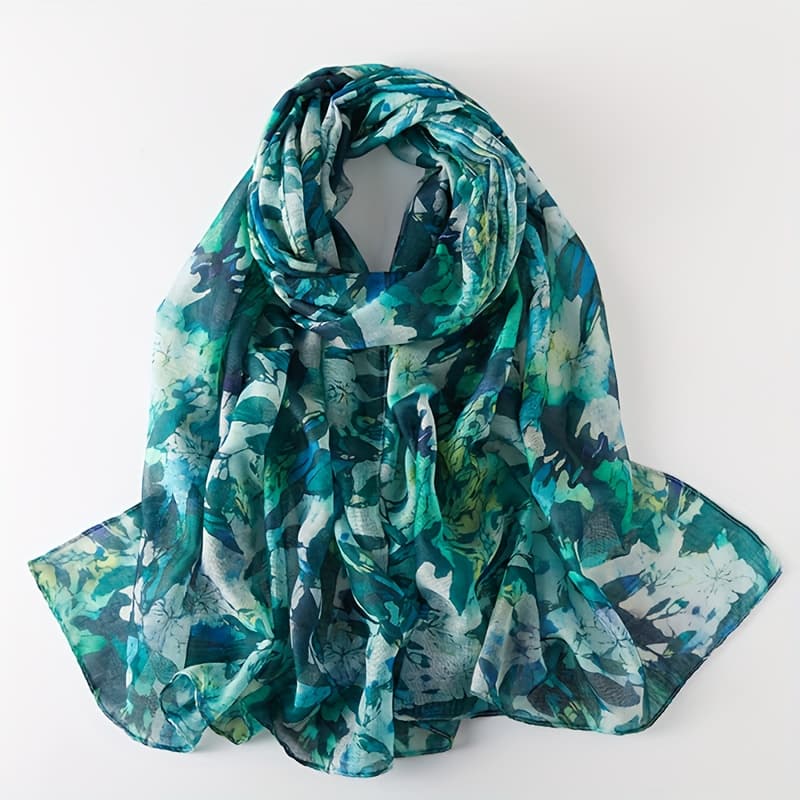 TEMU 1pc Ink-colored Bali Chiffon Scarf, Fashion Thin Tulle Scarf, Blouse Scarf Shawl