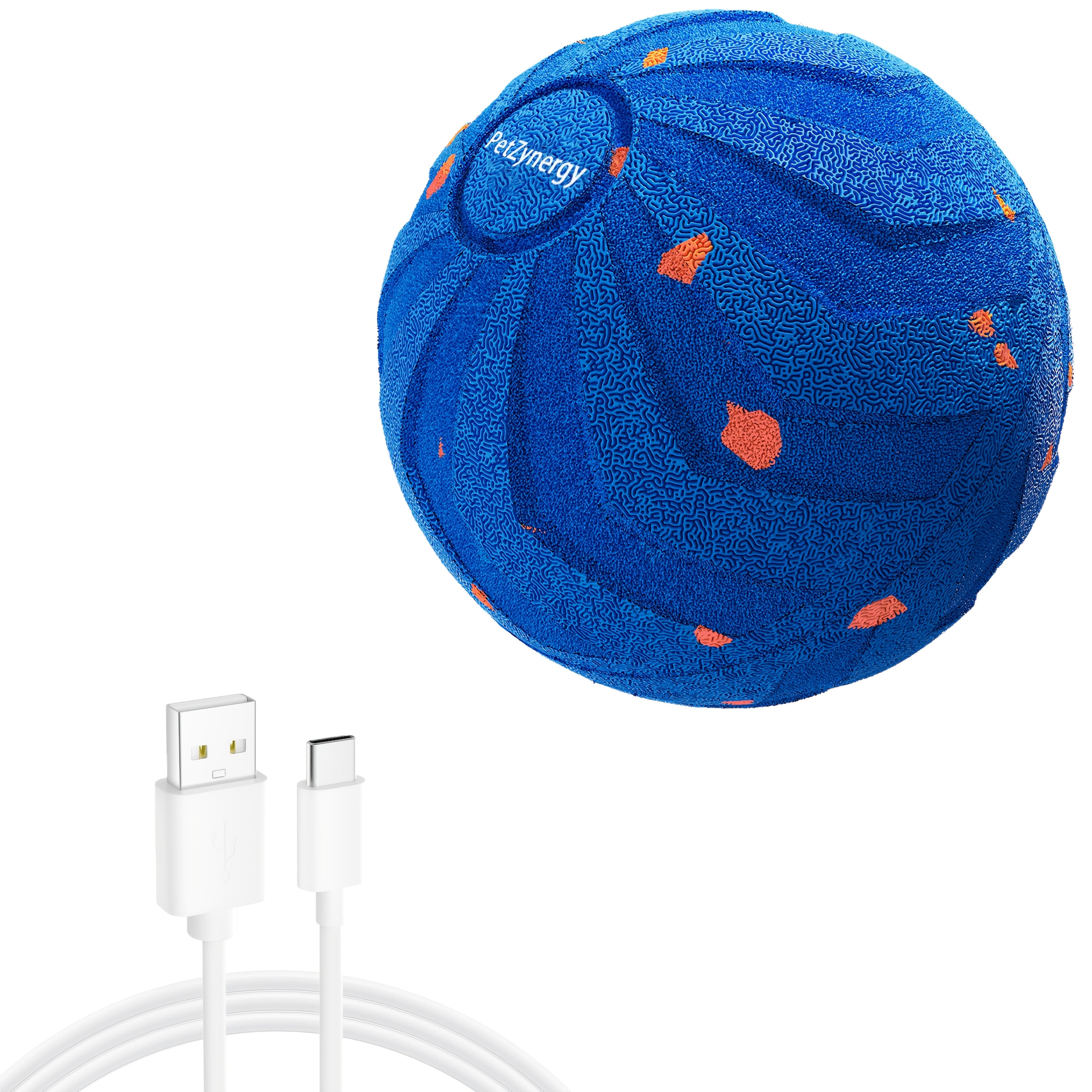 TEMU Petzynergy's Intelligent Interactive Dog Ball Features Automatic Bouncing, Spinning, And Movement. This Usb-rechargeable Rolling Toy Includes A And Tap-to-play Functionality