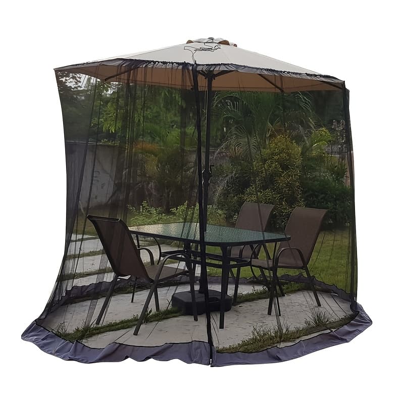 TEMU Duty Outdoor Umbrella Net - Fit For Roman, Straight Pole, Curved Arm Umbrellas, Zipper Closure, With Zipper Door, Adjustable Height And Diameter, Very Suitable For Outdoor Camping