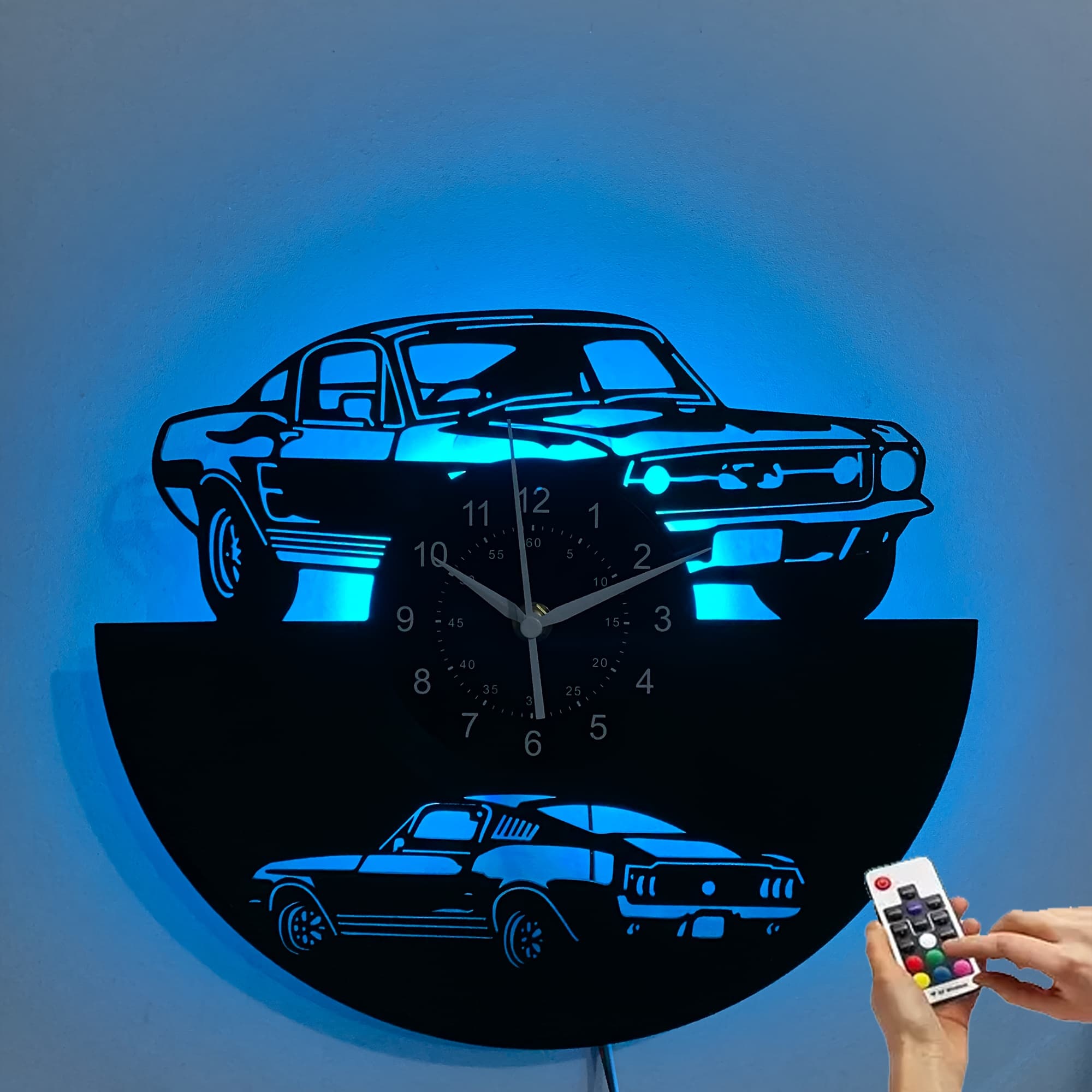 TEMU 12inch Popular Vinyl Led Wall Clock | Handmade Clock, Night Light, Neon Home Wall Clock, Display, Flat Crown Shape, Aa Battery Required, Ideal For Birthday, Mothers Day, , Graduation, Christmas