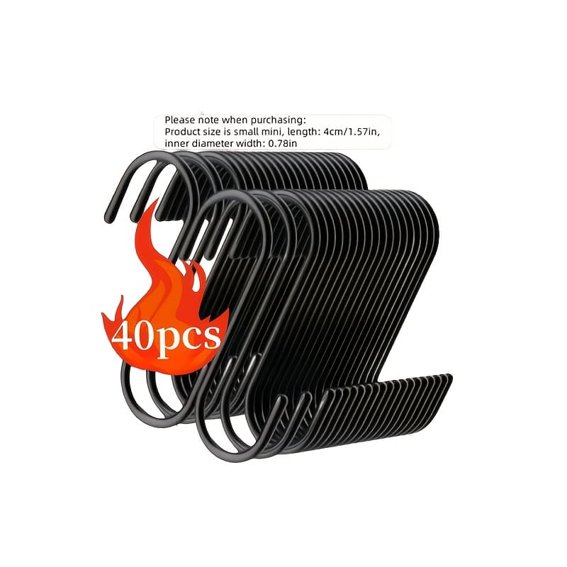 TEMU 40 Durable Metal S Hooks - Heavy Duty Anti-slip Wall Hooks, Resistant For Plants, Closet, - Space Saving Durable Hanging Solution, Closet Organization, Decorative Hooks, Anti-slip Function