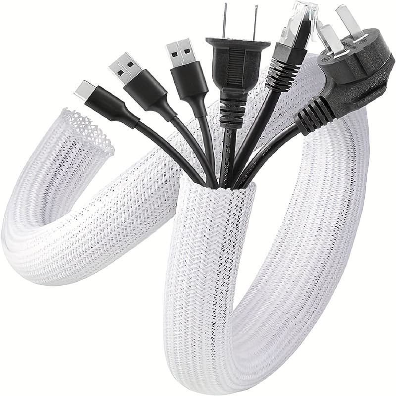 TEMU 39-inch Half-inch Cord Protector Cable Sleeve Split Sleeving For Usb Power And Audio Video Cables - Safeguards Cats From Chewing
