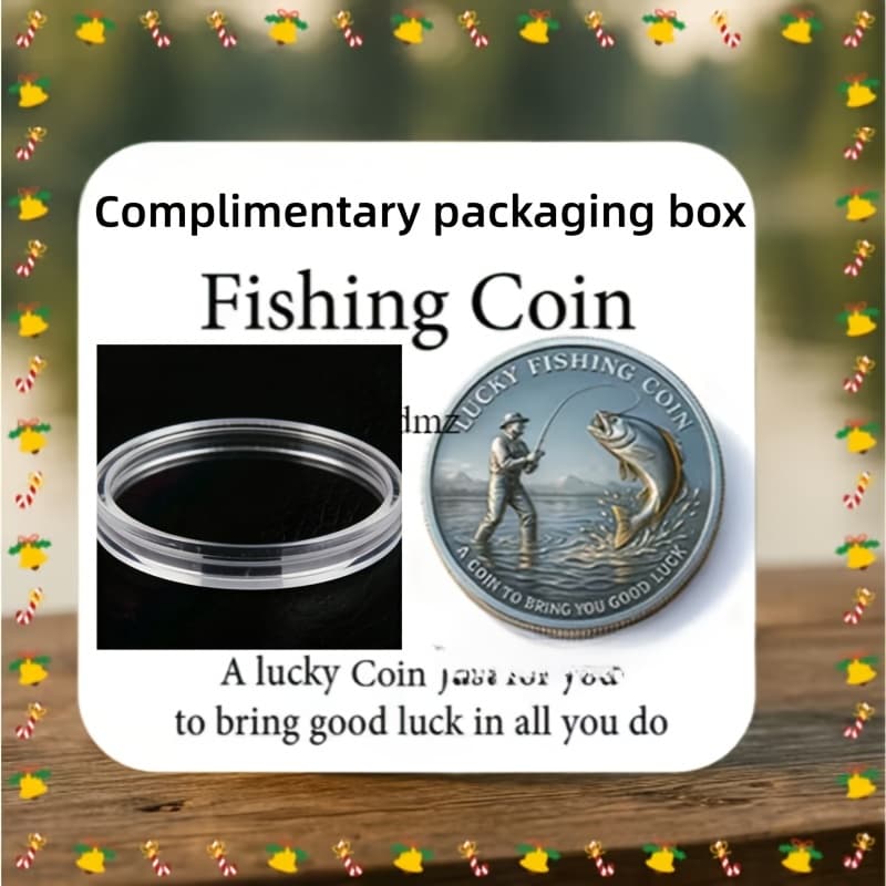 TEMU ( Fishing Card) Fishing Coin + Dust Box, Enthusiasts, Fishing Equipment Accessories, Fishing Gear Charm Amulet, Suitable For Birthday Souvenirs