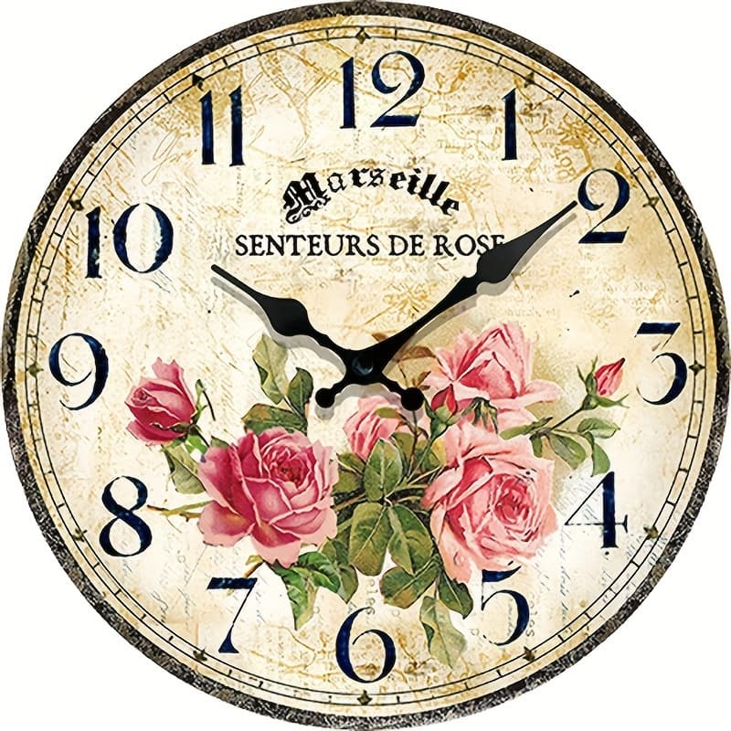 TEMU 1pc, Retro Decoration Silent Wall Clock, Suitable For Holiday Gift , Home Decor, Uses Aa Battery (excluding Battery)