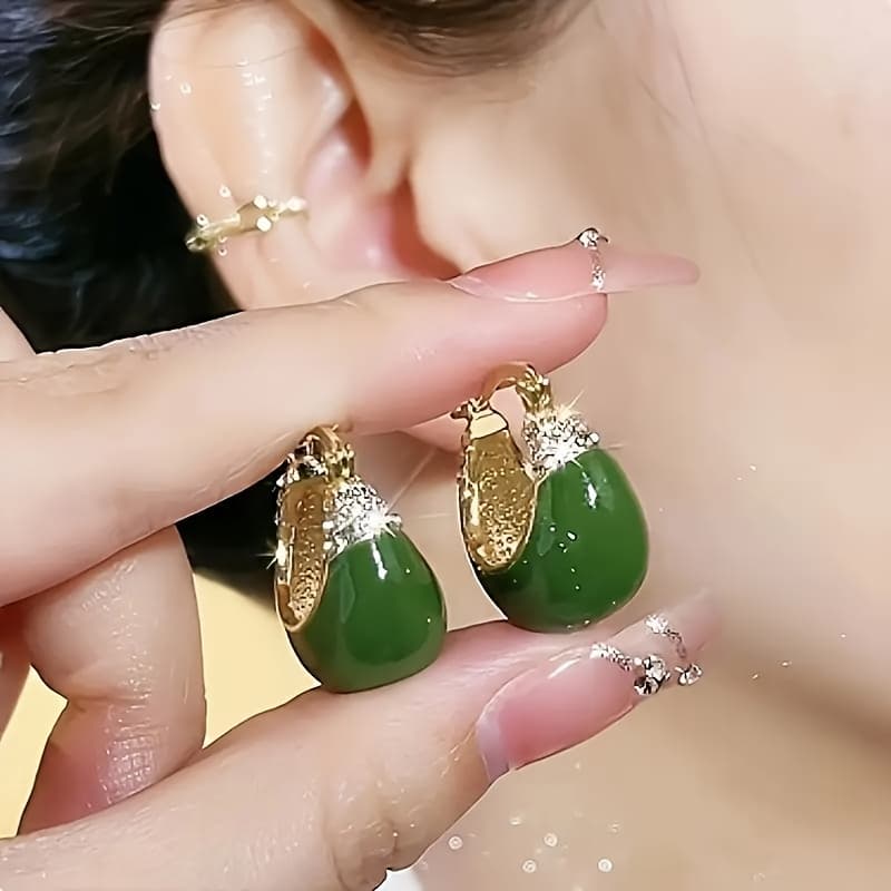 TEMU Women Elegant Vintage Hoop Earrings Golden Fashionable Ear Jewelry Gift