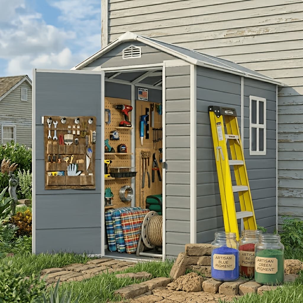 TEMU 6 Ft. W X 4 Ft. D Resin Plastic Storage Shed With Floor (assembly Video On Request.)