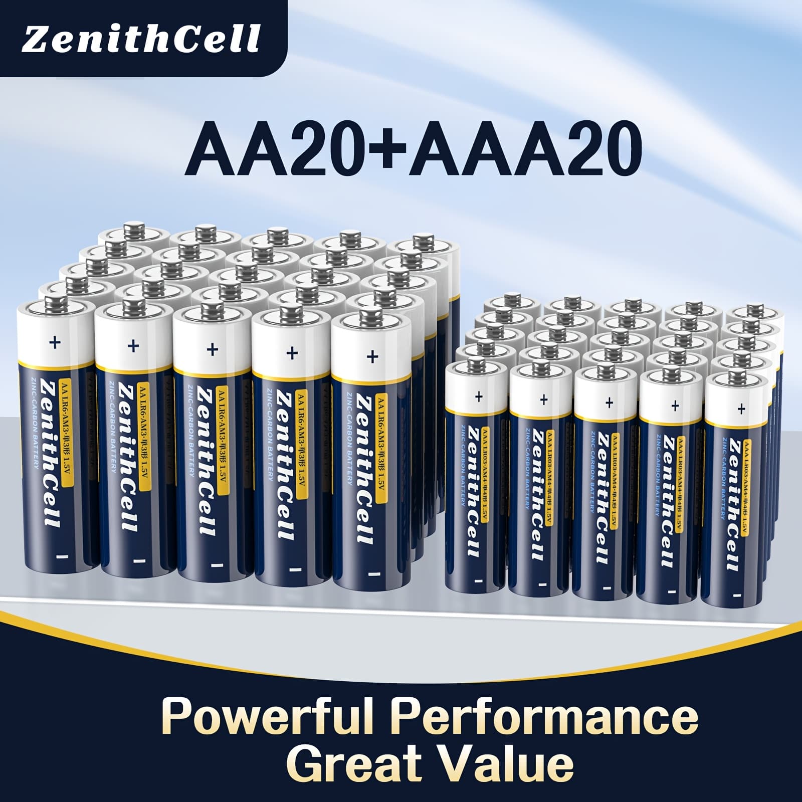 TEMU 40 Pack Aa & Aaa Batteries (20aa+20aaa), 1.5v, 5-year , High-performance And , Cost-effective, Suitable For All Kinds Of Toy
