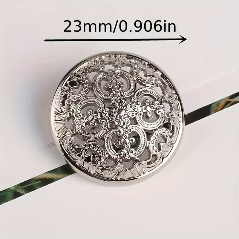 TEMU 10pcs Vintage Buttons - Floral Embossed Alloy Sewing Buttons For Dresses, Jeans & Crafts