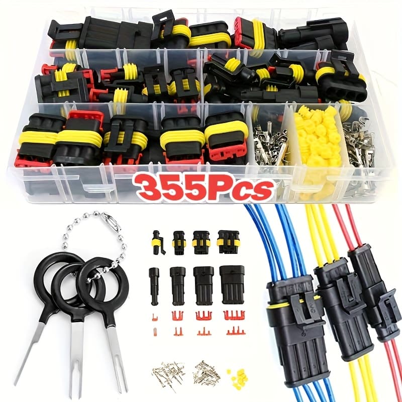 TEMU 355pcs/352pcs Automotive Electrical Connector Terminals Kit - Durable 1/ 2/ 3/ 4 Pin Wire Plugs For Car Repair And Maintenance - And Use